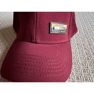 NEW Miami South Beach Hat Baseball Golf Burgundy Rubber Raised Letters Logo Tag